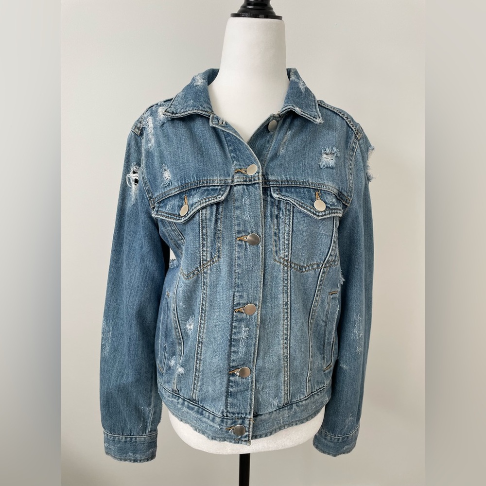 BP Nordstrom Brand Distressed Jean Jacket - Size Small - Like New